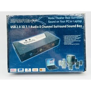 Sabrent USB 2.0 3D 7.1 Audio 8 Channel Surround Sound Box External USB-SND8 New